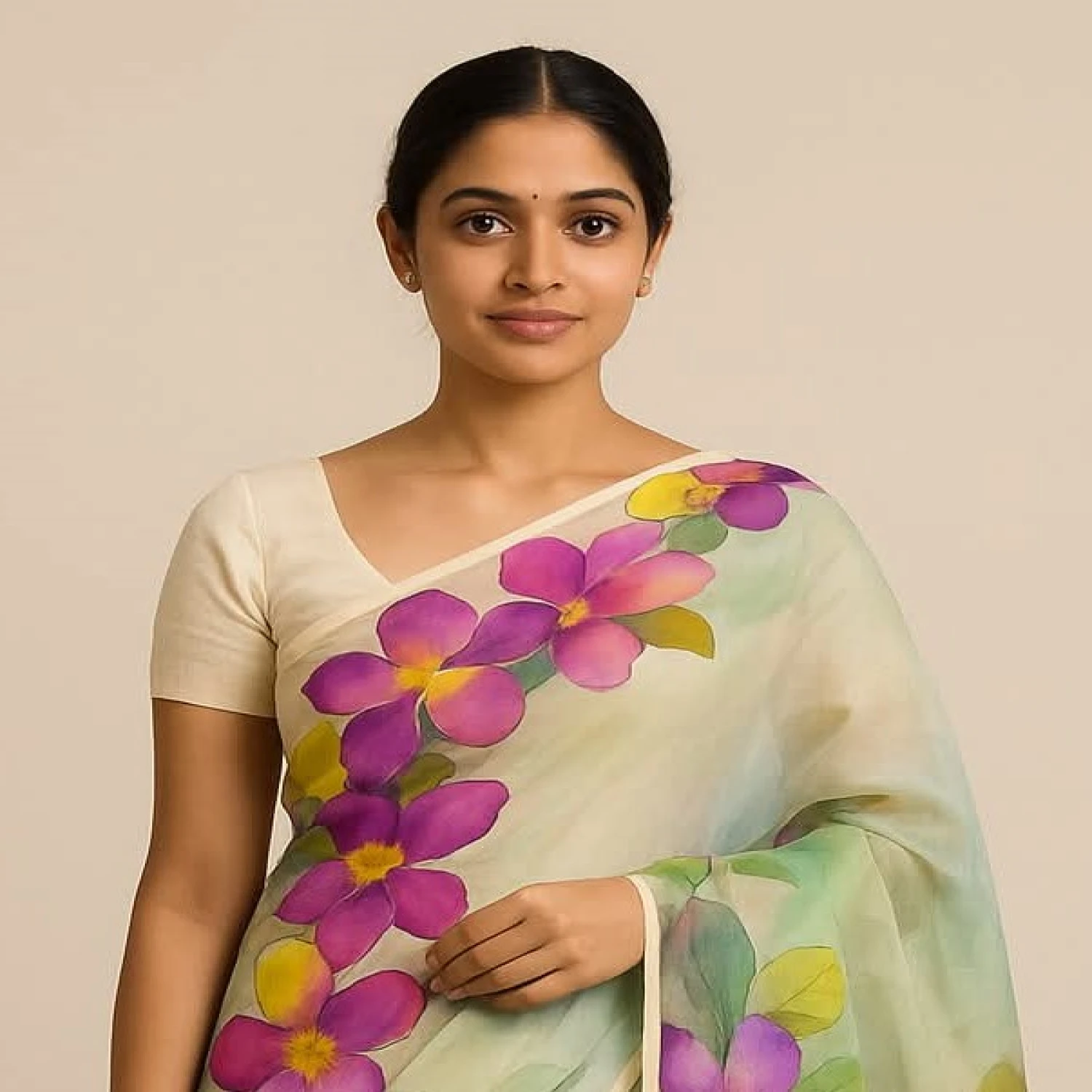 হ্যান্ড প্রিন্ট শাড়ি